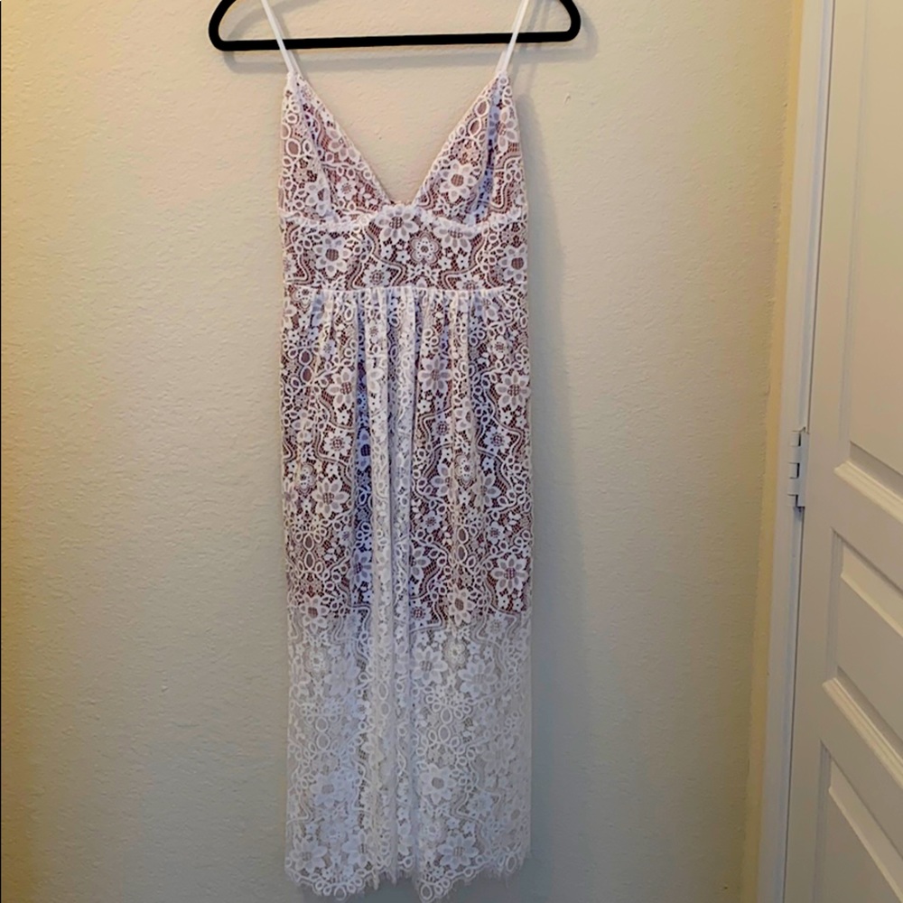 white lace delicate feminine summer dress.